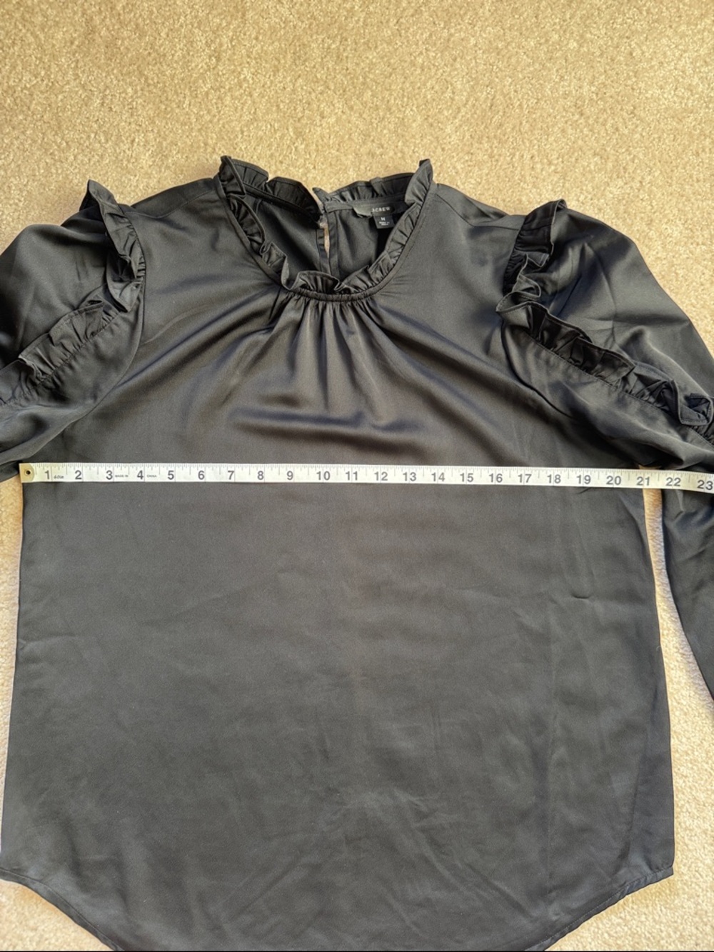 J. Crew Black Ruffle-Trim Long Sleeve Top - Picture 6 of 10